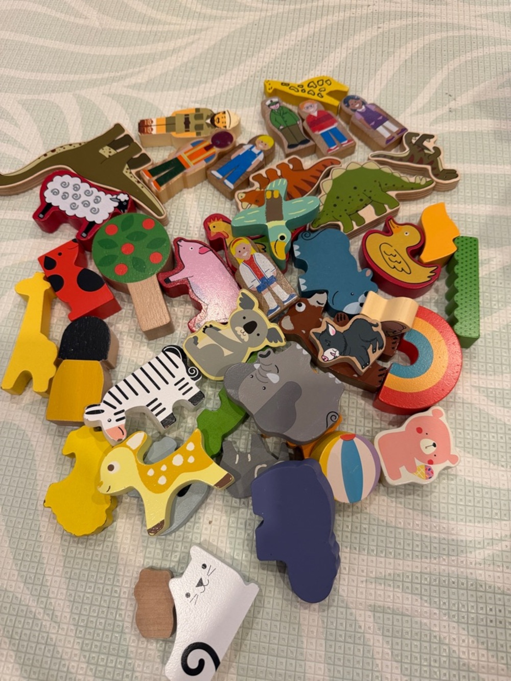 Wooden Animal & Figure Play Set - Colorful Kids Toy Pieces